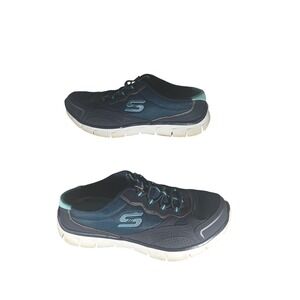 Skecher Relaxed Fit Air Cooled Memory Foam Navy Teal Athletic Shoes Women Size 8